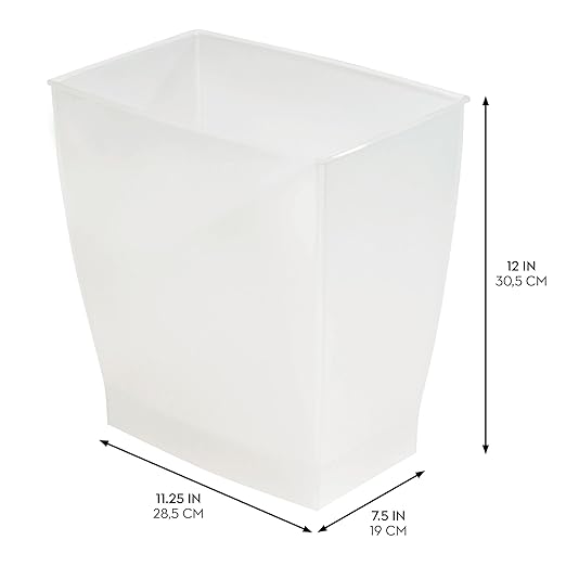 iDesign Small Rectangular Bathroom Trash Set of 2 Waste Can, Clear Frost