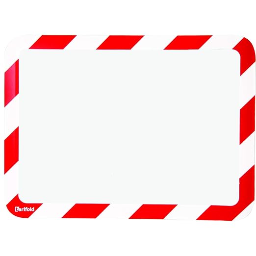 Tarifold Magnetic Safety Display Pockets, Letter Size, Red/White, 2 Pack | 2 magnetic safety display pockets, full magnetic backing, wide opening for quick updates, portrait or landscape, red/white
