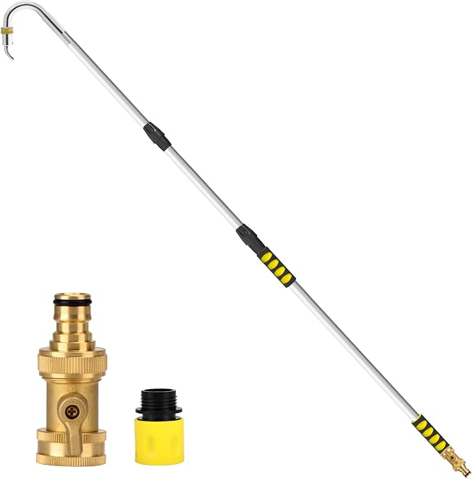 Gutter Cleaning Tools, 16ft(24ft Reach) Gutter Cleaner Tools From the Ground with Hose Attachment, Rain Gutters Cleaning Wand with Heavy-Duty Head for 2nd Story House