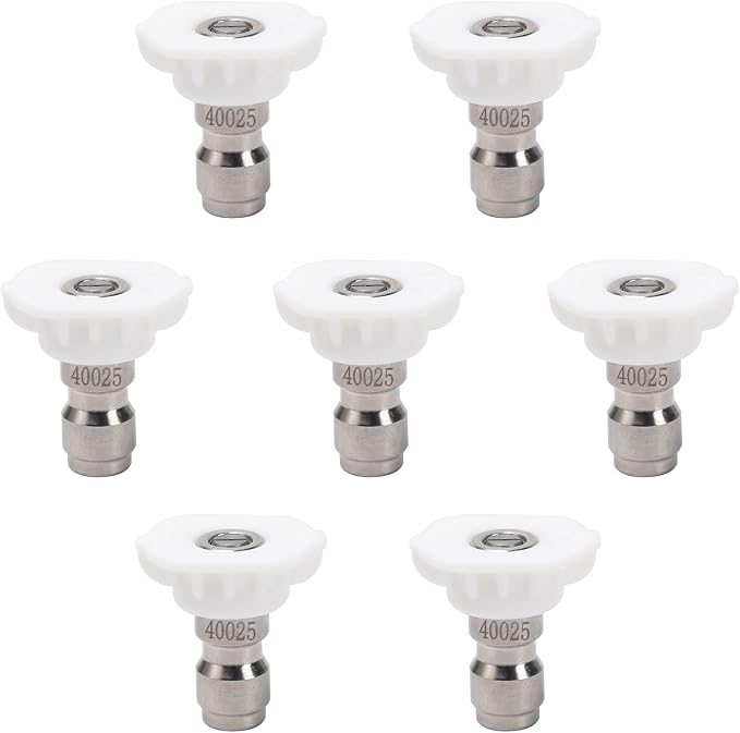Pressure Washer Tips, 7 Pack Power Washer Nozzle Tips, 40 Degree White, 1/4 Inch Quick Connect, 4000 PSI