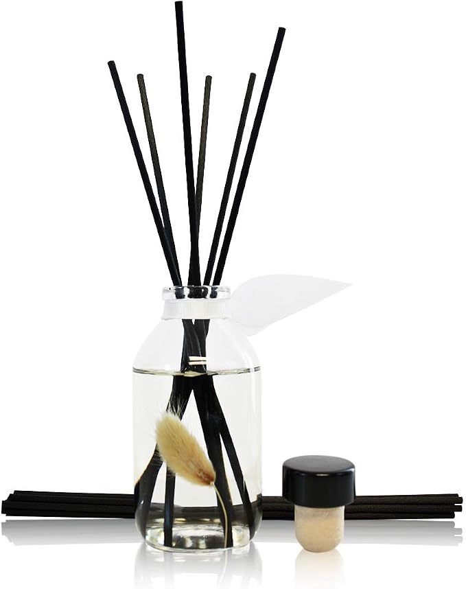 Reed Diffuser Set - Clean Cotton Blossom Scented Diffuser with Sticks | Fresh Laundry Home Fragrance Reed Diffuser for Bedroom, Bathroom Shelf Décor, with Real Botanicals in the Bottle