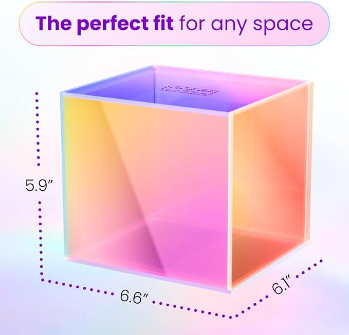 CLEAN SKIN CLUB Prism Box for Clean Towels XL – Acrylic Bathroom Storage Organizer, Holds 50 Disposable Face Towels, Dust-Proof Countertop Container with Lid for Skincare & Vanity Organization