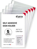 Tarifold Self-Adhesive Sign Holders, Letter Size, 5 Pack | 5 clear non-glare PVC holders, repositionable adhesive, magnetic corner closure, portrait or landscape, letter-size documents