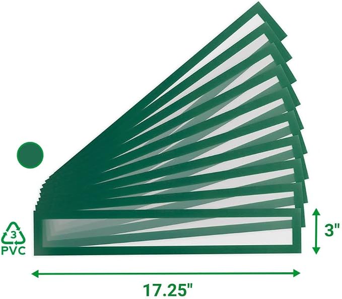 Tarifold Magnetic PRO Title Frames, 17.25 x 3 Inches, Green, 10 Pack | 10 magnetic title frames, 17.25 x 3 inches, green border, anti-glare PVC, quick document changes
