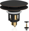 Universal Metal Bathroom Sink Stopper Hair Catcher, Oil-Rubbed Bronze | Pop-Up Sink Drain Strainer with Detachable Filter, Drain Plug Fits 1.1"-2.36" US Basin, Large Cover Cap, Brass Bounce Core