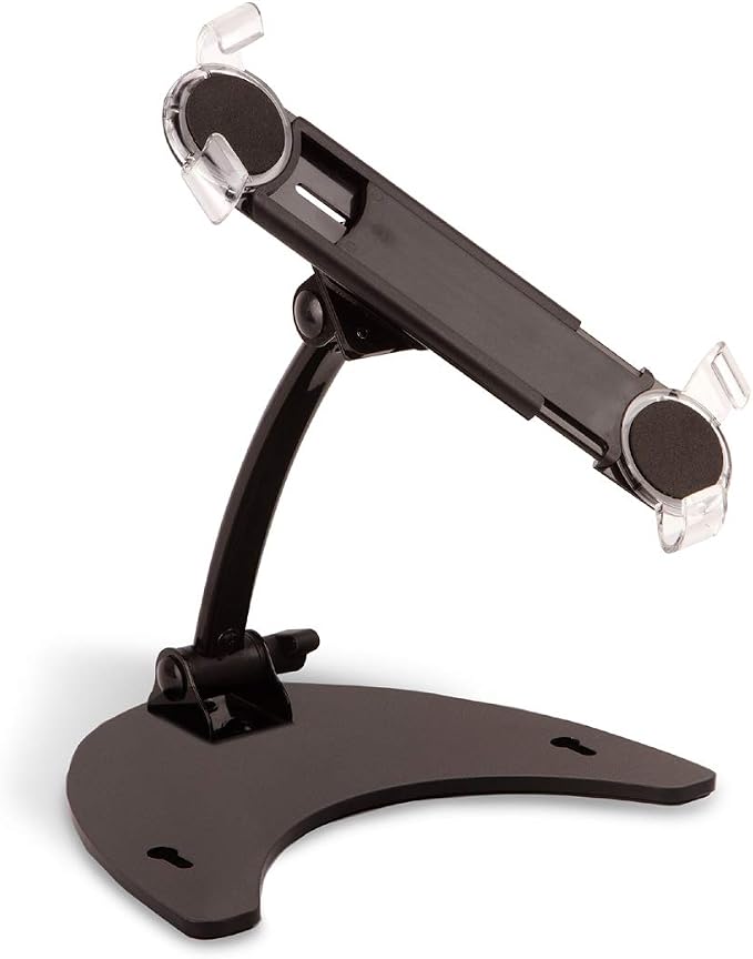 Tarifold X-tend Desktop Tablet Holder, Fits 7-10 Inch Tablets, Black | Fits 7-10 inch tablets, 360-degree rotating holder, locking cap screws, secure transparent corners, durable metal base