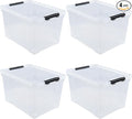 4-Pack 50 L Clear Plastic Storage Bin, Large Clear Latch Box with Wheels