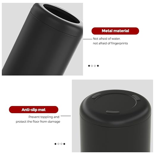 8L/2.1gal Black Bathroom Trash Can,Small Bedroom Garbage Can,Open Top Trash Can for Bathroom,Powder Room,Bedroom,Office (Black)