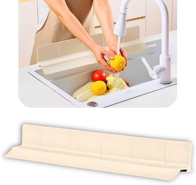 MessOut Sink Splash Guard | Premium Korean Silicone | 3 Practical Sizes for Maximum Coverage |Solution for Mess Free Dish-washing | Super Strong Suction to nearly all Shelf-tops.