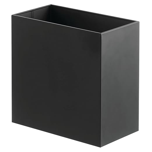 mDesign Small Steel Rectangular 2.4 Gallon/9.1 Liter Trash Can, Waste Basket for Bathroom, Bedroom, Home Office - Holds Garbage, Recycling, Household Items - Linn Collection - Matte Black