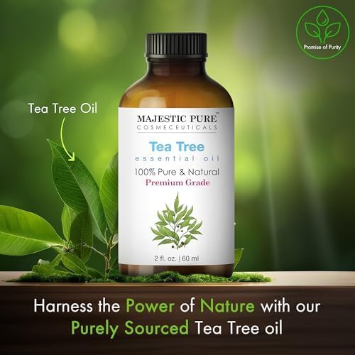 Majestic Pure Tea Tree Essential Oil for Diffuser - 2 Fl Oz | 100% Pure & Natural Ideal for diffuser use, aromatherapy, massage, soap making, candle making home fragrance