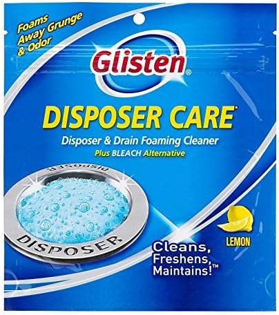 Glisten Garbage Disposer Cleaner and Freshener, Sink Disposal Odor Eliminator with Foaming Action, Lemon Scent, Made in the USA, 4 Packets (Pack of 2)