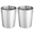 mDesign Round Metal Small 1.7 Gallon Recycle Trash Can Wastebasket, Garbage Container Bin for Bathrooms, Kitchen, Bedroom, Home Office - Durable Stainless Steel - Mirri Collection - 2 Pack - Chrome