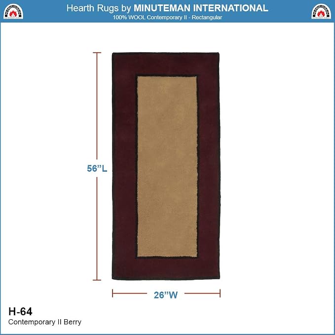 Minuteman International Contemporary II Berry Wool Hearth Rug, Rectangular