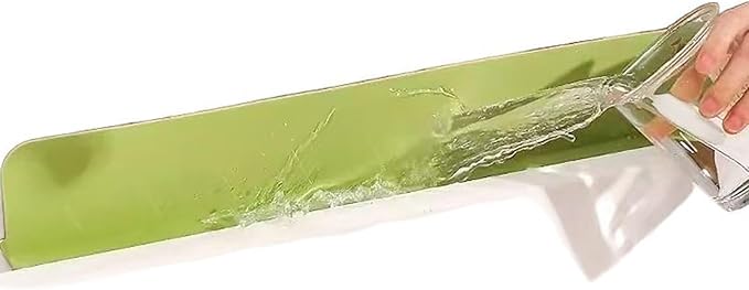 Washbasin Water Blocking Board, 16.5 Inch x 2.56 Inch x 1.9 Inch Green Silicone Splash Guard for Home (green)
