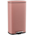 Arlopu 8/13.2 Gallon Step Trash Can, Stainless Steel Garbage Bin, Soft-Close Rubbish Bin with Removable Plastic Inner Bucket, Fingerprint-Proof, Lid Dustbin, Suit for Kitchen Home (Pink, 50L)