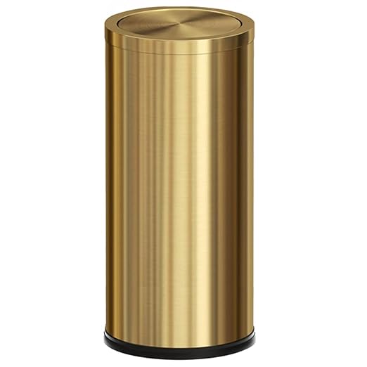 Gold Trash Can, 8 Gallon Trash can with lid,Large Capacity FILP lid Kitchen Trash can for Bathroom,Shopping mall,Elevator gate,Airport, Hotel,Commercial (Gold)
