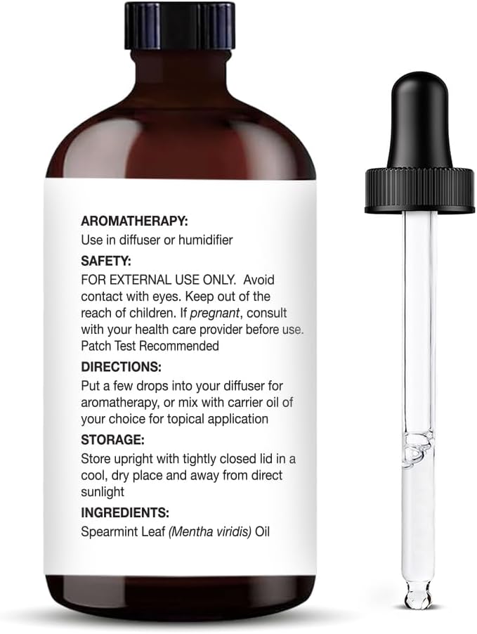 Majestic Pure Spearmint Essential Oil for Diffuser - 4 Fl Oz | 100% Natural Essentials Oils Ideal for Humidifier, Air Freshening, Cleaning Home, Bath, Steam Inhalation and Massage