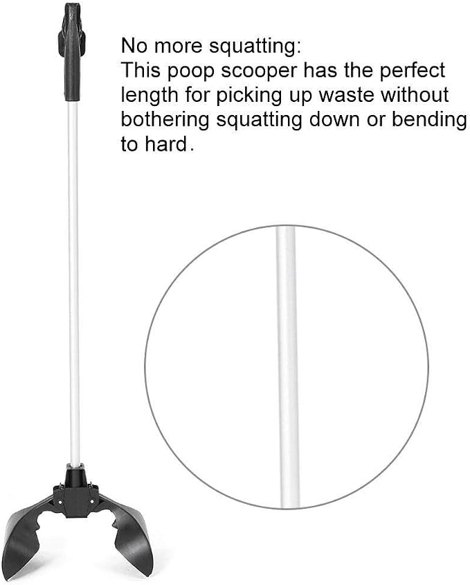 Pet Pooper Scooper Long Handle 28.7 Inch Dog Poop Picker Upper, No Bend Waste Pickup Tool for Dogs and Cats, Portable Pet Waste Grabber for Yard Lawn Outdoor Indoor Use