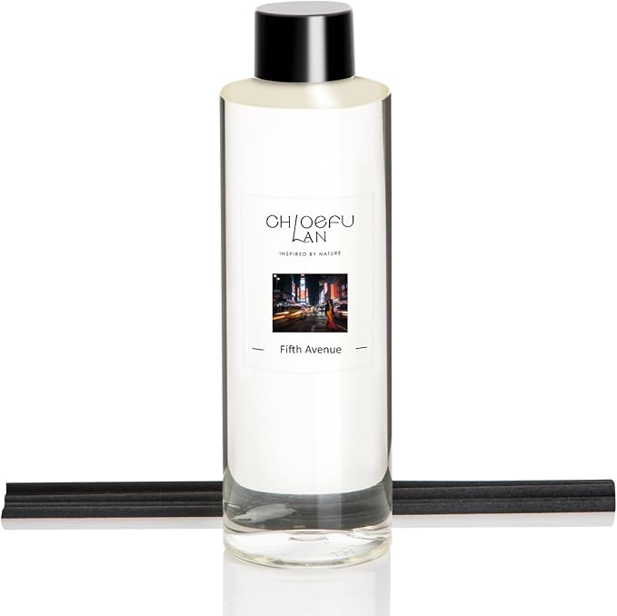 Chloefu LAN Fifth Avenue Reéd Diffuser Refill 200ml/6.76 fl oz, Natural Essential Scented Oil, Best for Aromatherapy, SPA and Home, 0% Alcohol, Free Set of Sticks