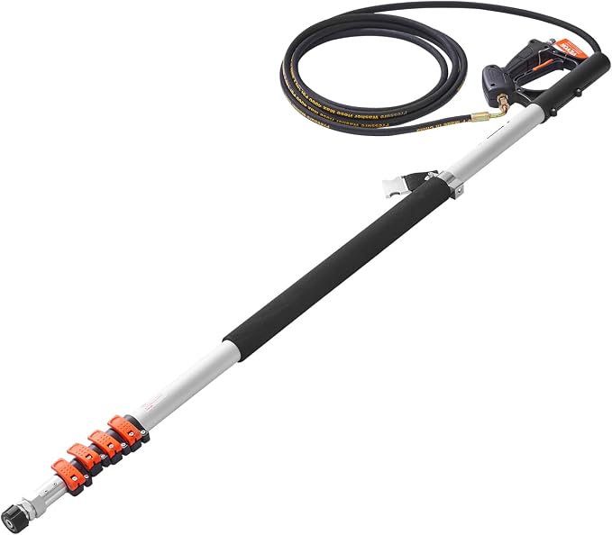 VEVOR Pressure Washer Telescoping Wand, 21 ft, 4000 psi, Telescopic Spray Wand with Power Washer Extension Wands, Gutter Cleaner, Brush Head, Pivoting Coupler, 7 Spray Nozzles and Support Harness
