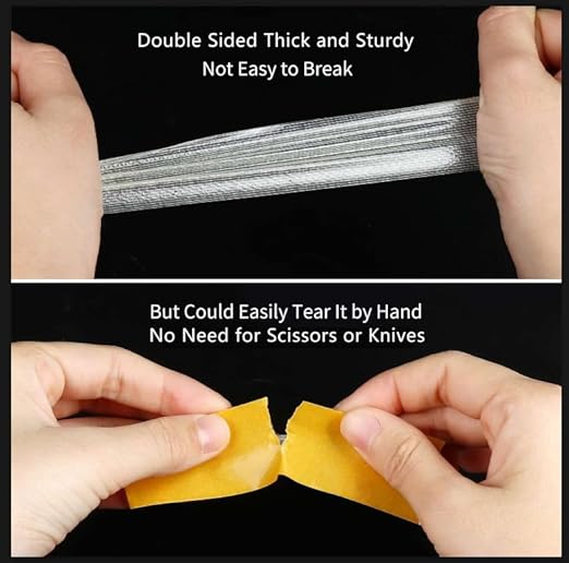 Double Sided Tape Heavy Duty, 2in x 66FT(20m),Universal High Tack, Sticky Resistente Clear Tape,Easy Use Transparent Tape, Strong Wall Adhesive with Fiberglass Mesh, Back School Supplies