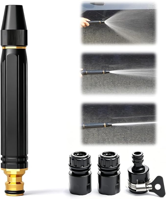 Heavy Duty High Pressure Hose Nozzle, 2026 Upgrade Adjustable Booster Home High Pressure Car Wash Water Gun with Booster Nozzle, Pressure Washer Hose Attachment for Plant Watering Lawn Car (A)