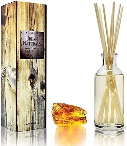Reed Diffuser Set, Warm Vanilla Amber - Bathroom Shelf Décor | Creamy. Warm. Sultry. Notes of Sandalwood, Amber & Smoked Vanilla, Made with Essential Oils & Real Botanical Pieces