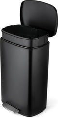 8 Gal Kitchen Trash Can, 30L Recycling or Garbage Bin, Brushed Stainless Steel Waste Basket, Soft&Quiet Close Dustbin, with Step-On Pedal, Removable Inner Bucket, for Home, Office, LIving Room