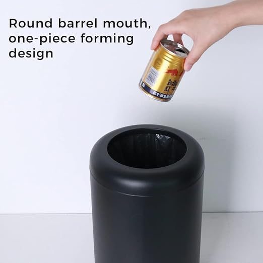 8L/2.1gal Black Bathroom Trash Can,Small Bedroom Garbage Can,Open Top Trash Can for Bathroom,Powder Room,Bedroom,Office (Black)