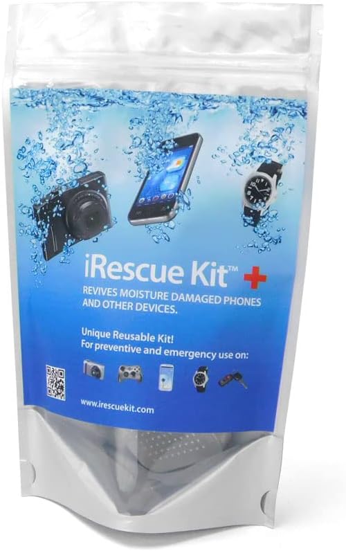 HYDROSORBENT® iRescue Wet Phone Fix | Wet Phone Rescue Pouch Kit for Water Damaged Phones. Rechargeable Moisture Eliminator Kit w/ Mini Dehumidifier Canister, Humidity Indicator Card & Vapor Barrier Bag