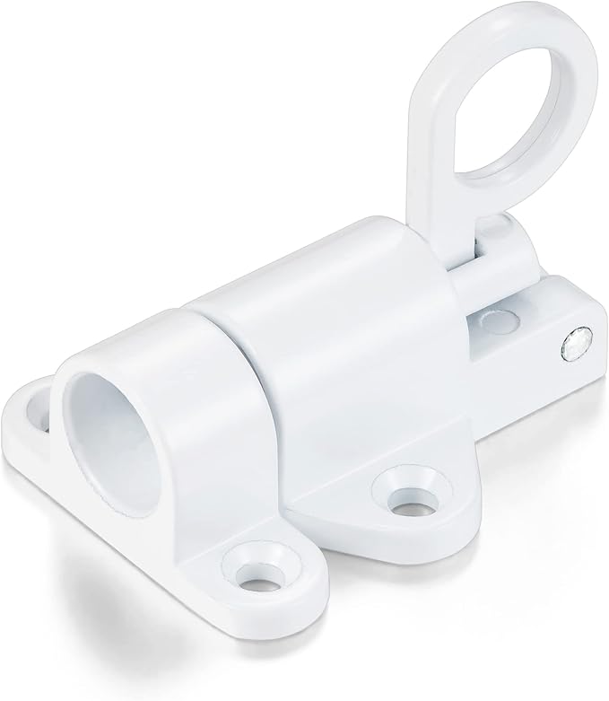 5 Packs Self-Closing Latches，White Spring Door Lock，Resilient Bolt Latch Aluminum Alloy Safety Automatic Spring Barrel Slide Door Lock with Screws,Used for Gate,Window and Cabinet etc