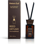 Sandalwood Reed Diffuser, 5.6 Fl Oz | Warm home fragrance; Woody Scent Lasts for 12 Weeks for Bedroom, Bathroom, Living Room or Office; Gift-ready.