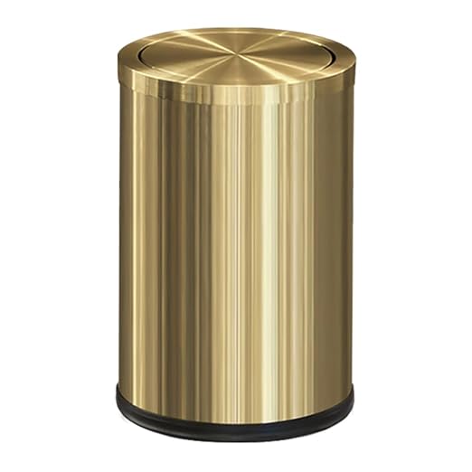 9L/2.4Gal Gold Trash Can,Brass Bathroom Garbae Can with Flipping Lid,Small Brass Garbage Can for Office, Laundry Room,Bedroom,Hotel