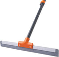 CLEANHOME Rubber Floor Squeegee with Extendable Long Handle | Concrete Floor, Tile Floor, Metal Aluminium Head, Heavy Duty Garage Shower Floor Squeegee Broom for Removing Water
