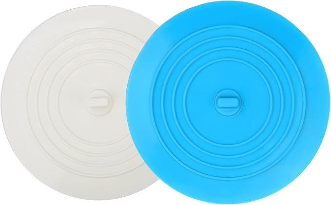 V-TOP Bath Tub Drain Stopper 2 Pack, 6 inch Silicone Drain Cover Tub Plug | Universal Flat BathTub Drain Cover Sink Stopper, Shower Drain Plug for Kitchen, Bathroom Tub Accessories and Laundry
