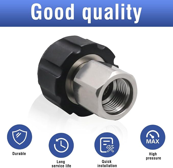 Pressure Washer Adapter,M22 to 3/8 Quick Connect for Washer Gun | for Spray Wand/Pressure Washer Hose,Stainless Steel,M22-14mm to NPT 3/8 Female Thread,Easy to Install,Leakproof,5000 PSI