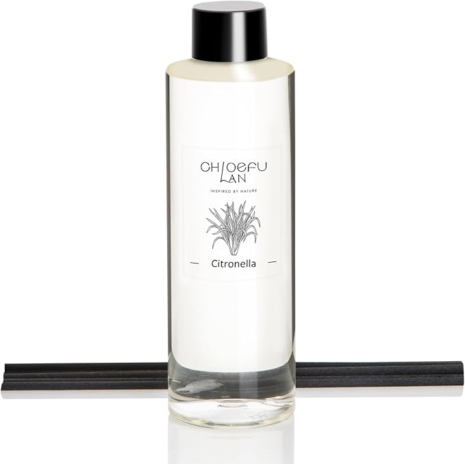 Chloefu LAN Citronella Essential Oil Diffuser Refill 6.76 fl oz Natural Oil - Best for SPA and Home, 0% Alcohol, Summer Camping Scented Oil for Patio, Garden, Balcony