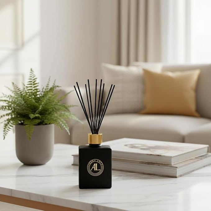 Black Reed Diffusers for Home | Premium Long-Lasting Fragrance Diffuser | Reed Diffuser Sticks in Oil Set | Smells Good in Bathroom & Office | Black, Balsam Reed Diffuser(5 oz)
