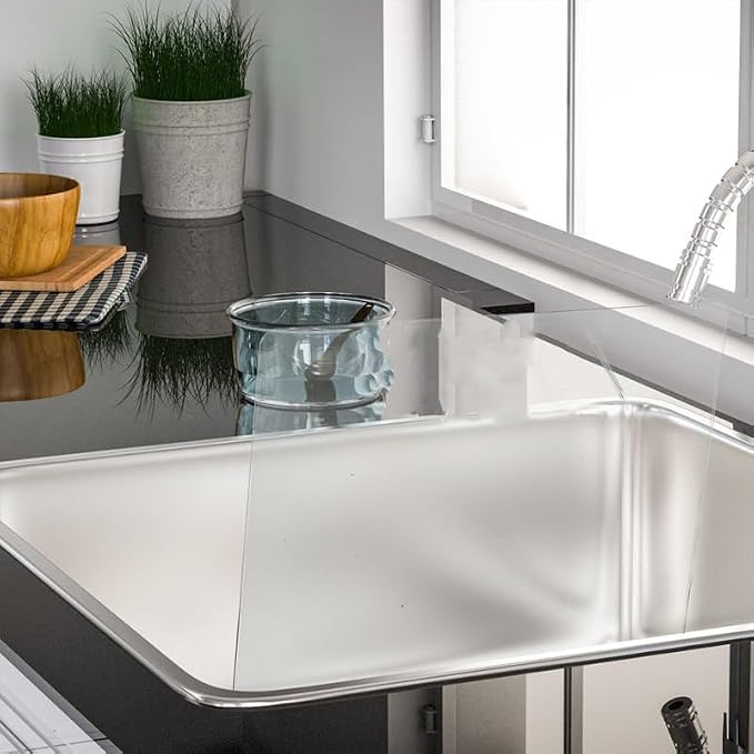 VOSAREA Acrylic Sink Splash Guard, Freestanding Kitchen Splash Panel Barrier Behind Faucet Kitchen Island Sink Backsplash Guard 13.76x8.25in