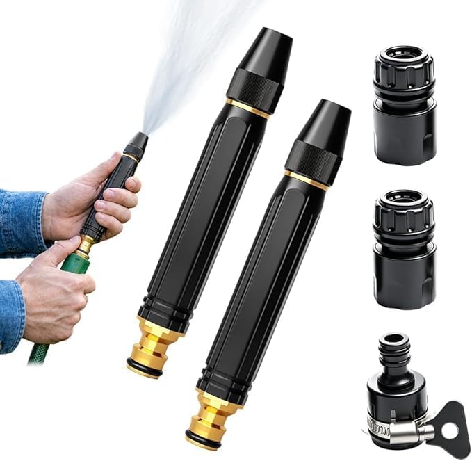 Heavy Duty High Pressure Hose Nozzle, 2026 Upgrade Adjustable Booster Home High Pressure Car Wash Water Gun with Booster Nozzle, Pressure Washer Hose Attachment for Plant Watering Lawn Car (A*2)