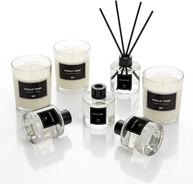 Reed Diffuser Set of 3 for Bathroom Air Fresheners, Oil Diffuser Sticks | Fresh Linen, Ocean, Eucalyptus & Mint Scent(1.7 fl oz Each Pack) Fragrance with 12 Sticks Defusers | Shelf Decor