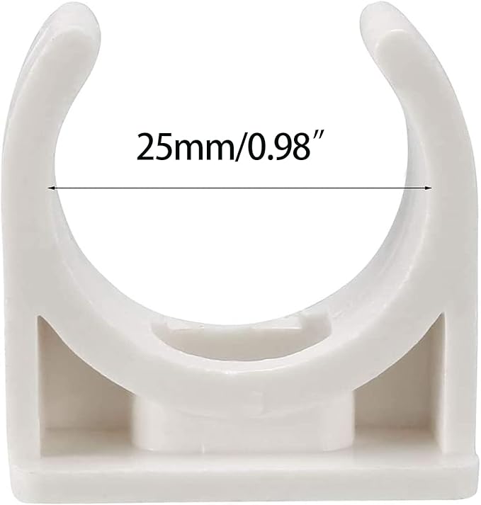 BVO 100 Pcs U-Shaped PVC Water 25mm Pipe Clamps, White, Suitable for 25mm/1inch Pipes, High Strength, Long Service Life