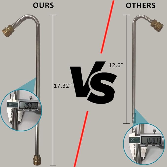 Pressure Washer Gutter Cleaner Rod, Heavy Duty 35 Inch Power Washer Replacement Lance Wand for Gutter Cleaning, RV Roof and Wheel Washing, 4500 PSI, 1/4 inch Quick Connector