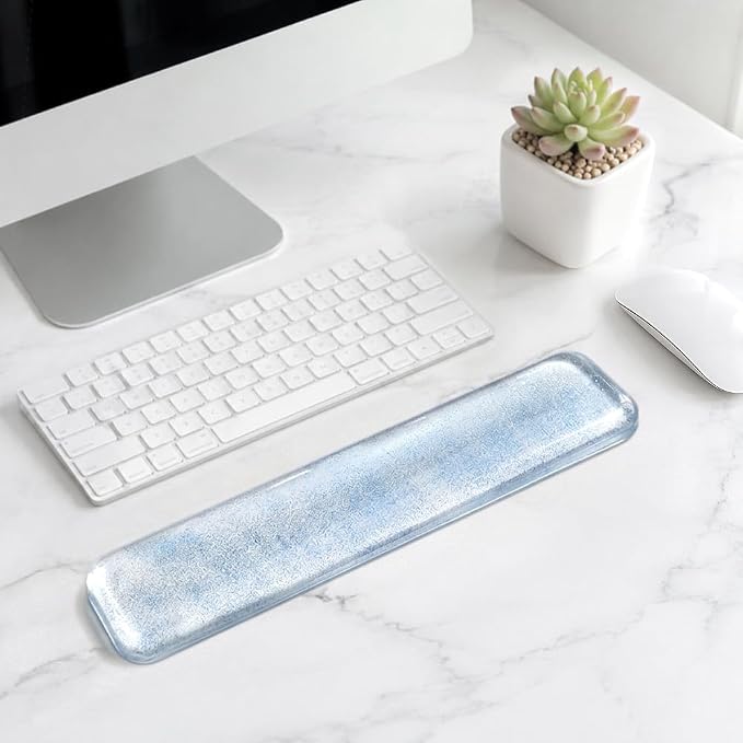 Wrist Rest Pad Comfortable Cool Silicone Cushion | Typing Hand Pain Relief Support Keyboard Pad with Gel-filled Magic Keyboard Other Keyboards Office & Home (Bright Blue)