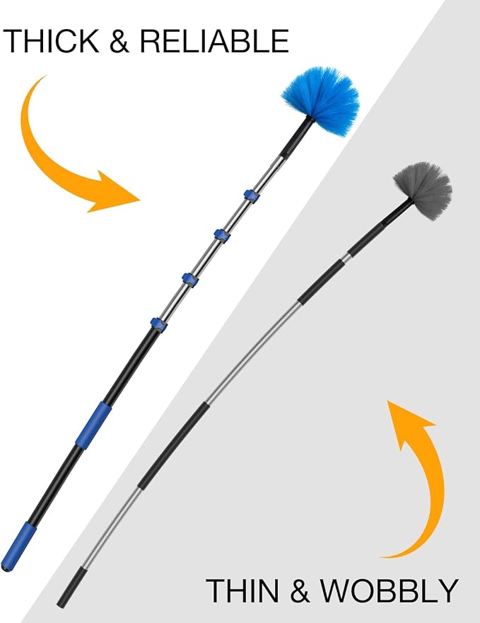 Telescoping Pole, 4-16 Ft with Joint Angle & Squeegee Adaptor, Aluminum Telescopic Paint Roller Extension Pole & Extendable Pole, Anti-Slip Foam Grip, Multi-Purpose Gutter Window Dust Cleaning Pole