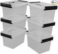 Bringer 3 Quart 6-Pack Clear Plastic Storage Boxes, Latch Box with Black Handle