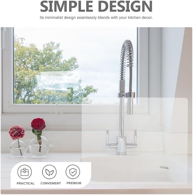 VOSAREA Acrylic Sink Splash Guard, Freestanding Kitchen Splash Panel Barrier Behind Faucet Kitchen Island Sink Backsplash Guard 13.76x8.25in