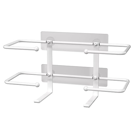 Glove Box Holder, Adhesive Wall-Mounted Metal Dispenser, White | Tool-Free Adhesive Wall Mount Metal Glove Box Holder for Latex Rubber Gloves, Facial Tissues and Wipes Storage