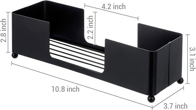 MyGift Modern Matte Black Metal Tabletop Paper Hand Towel Holder, Commercial Countertop Tissue Dispenser Tray